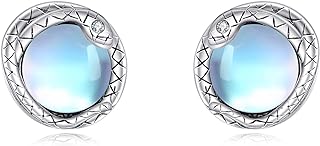 925 Sterling Silver Snake Stud Earrings with Cubic Zirconia Gem for Women and Girls, Animal Design