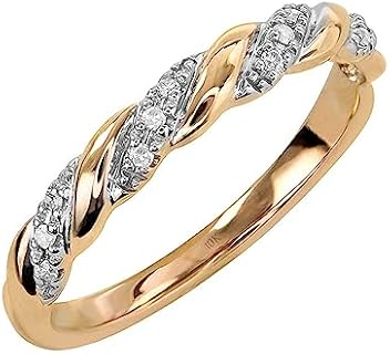 Brilliant Expressions 10K or 14K Yellow, Rose or White Gold Diamond-Accent Twist Promise Ring, Anniversary Ring or Wedding Band for Women; Promise Rings for Her, Gold Rings for Women