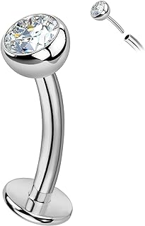 RL ROSARY LAND G23 Titanium 14G Belly Button Rings for Women, Threadless Push In Floating Belly Navel Piercing Jewelry, 10mm Curved Barbell (Sliver)