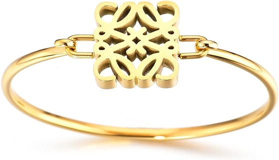 18K Gold Bracelet Bangle for Women Stainless Steel with Crystal Trendy Jewelry