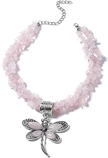 Shop LC Women's Platinum Plated Beaded Necklace with Box Chain and Lobster Claw Clasp, Rose Quartz Pendant, 18"" Length, Perfect Gift for Mother's Day or Birthdays