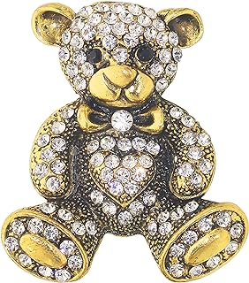 Vintage Bear Brooch Full Crystal Animal Brooch Pin Corsage Stunning Art Deco Fashion Cute Doll Bear Brooch Pin for Women Girl Men Birthday Party Christmas Gift