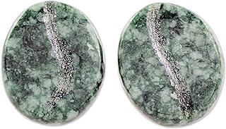 NOVICA Handmade Jade Stud Earrings .925 Sterling Silver from Guatemala Maya [0.5 in L x 0.4 in W x 0.2 in D] 'Passion for Coffee in Green'