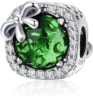 MUERDOU Birthstone Charm for Charms Bracelet Bowknot Birthday Crystal Charms for Bracelet and Necklace