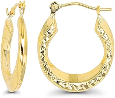 14K Yellow Gold Twisted Hoop Earrings with Cubic Zirconia and Click-Top Clasp, Available in Various Sizes - Perfect for Sensitive Ears & All Occasions, Women's and Girls' Earrings