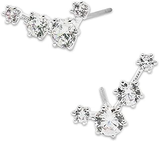 Painless Nadri Climber Clip-on Earrings with Push Back and Cubic Zirconia for Women in Hoop Design