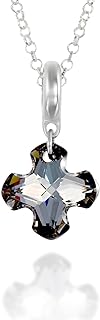 Silver Necklace Made with Choice of Swarovski Cross Crystal Pendant, 18 + 4 Inches