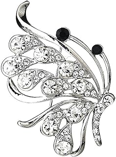 Zeshimb Rhinestone Buttefly Brooch Pin Clear Crystal Butterfly Insect Pin Elegant Silver Butterfly Corsage Brooch Vintage Wedding Bridal Lapel Pins Clothing Accessories Jewelry for Women Girls