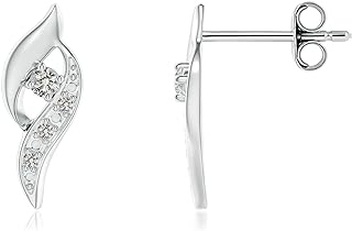 ANGARA Natural Diamond Stud Earrings for Women Girls in Sterling Silver/14K Solid Gold/Platinum | April Birthstone Jewelry Gift for Her | Birthday | Wedding | Anniversary