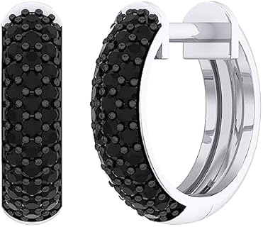 Dazzlingrock Collection Round Black Diamond Cluster Hoop Earrings (0.35 ctw, Color Black, Clarity Opaque) in 925 Sterling Silver