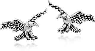 AeraVida Majestic and Free Wild Soaring Eagle .925 Sterling Silver Post Stud Earrings for Nature and Animal Inspired Fashion Accessories with a Patriotic Vibe