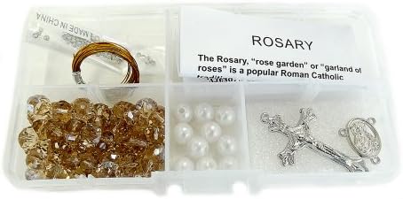 Linpeng Smoky Glass Crystal Pearl Rosary Bead Necklace DIY Kit for Kids and Adults - Tiger Themed Design