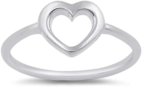 Sterling Silver 925 Simple Minimalist Heart Finger Rings for Women Wedding Engagement Statement Jewelry Size 4-10