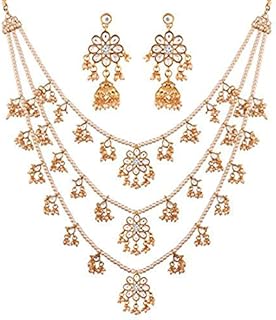 Lobster Clasp Pakistani Wedding Rings with Faux Pearl Kundan Design for Women, Traditional Bollywood Party Jewelry