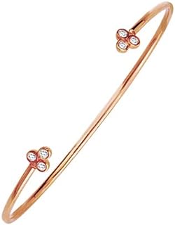 14k Rose Gold 6 Diamond .20tcw Open Cuff Stackable Bangle Bracelet Jewelry Gifts for Women