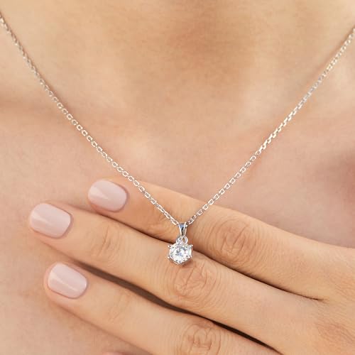 Pendant Necklace, Anniversary Sparkling Gifts for Women, 1Carat Moissanite Necklace for Women 925 Sterling Silver Solitaire Necklace, Birthday Mother's Day Holiday Gift