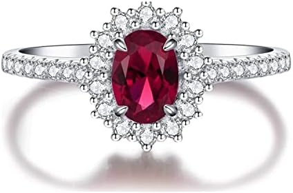 925 Sterling Silver Propose Wedding Ring with Simulated Ruby for Women, Classic Padparadscha Sapphire Design