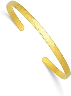 14K Yellow Gold, Other-Clasp-Type, Hammered Polished Cuff Bangle Bracelet, No Gemstone, Perfect Jewelry Gift for Women, Chic & Elegant Design
