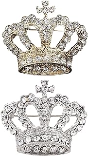 2PCS crown brooch for women men fashion gold silver noble and elegant rhinestones brooches pin