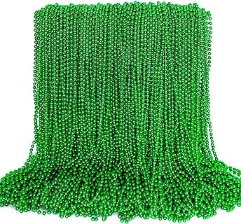 EOBOH's St. Patrick's Green Beads Necklace in Metal-Colored Plastic, Round Shape, Bulk Pack of 100PCS for Festive Celebrations and Gifts