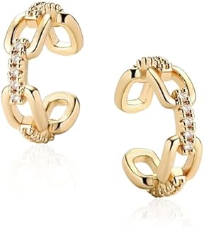 Fettero Women Ear Cuff Earrings Gold Non Pierced Cartilage Clip on Open Wrap Hoop 14K Gold Plated Dainty Minimalist Simple Boho Hypoallergenic Small Cute Jewelry Gift for Women