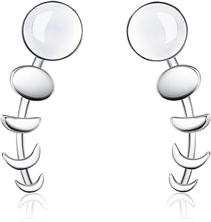 Moon Earrings Ear Wrap Climber Crawler Hook Earrings Moon Phase Silver Ear Cuffs for Women