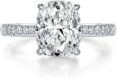 Cushion/Oval Cut Moissanite Engagement Ring 3ct/4ct/5ct Solitaire 925 Sterling Silver Wedding Promise Rings for Women