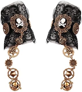 1 Pair Lace Antique Bracelets Black Retro Lolita Wristband Gothic Steampunk Bridal Fingerless Bracelet Ring Costume Vintage Punk Handmade Lace Up Gloves for Halloween Christmas Wedding Party - S323