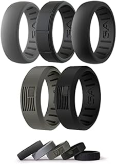 S A Company 5 Pack Silicone Ring for Men - Comfort Fit, Stylish, and Lightweight Medical Grade Silicone Wedding Band