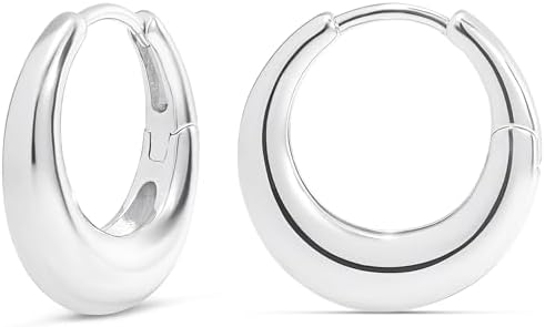 MILLA 14K Gold Plated Hoop Earrings | Small Silver Hoops | Thick Lightweight Chunky Hoop Earrings for Women