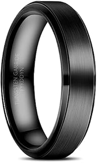 Bevelled Edge Tungsten Wedding Ring for Men and Women, Adjustable, No Gem, Matte Brushed Design in Sizes 5-14.5