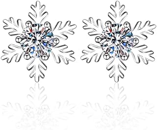 14K Gold Stud Earrings with 0.3/0.5/1 Carat Excellent Cut Diamond, VVS1, D-color - Chic Snowflake Diamond Design for Women