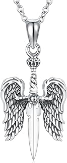 OHAYOO Angel Wings Gifts for Women 925 Sterling Silver Guardian Angel Sword Necklace Angel Wings Pendent Jewelry Gifts for Mom