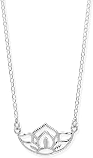 Boma Jewelry Sterling Silver Lotus Blossom Pendant Necklace with Link Chain and Spring Ring Clasp