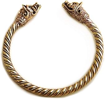Bronze Cable Chain Norse Viking Boar Head Cuff Bracelet, Twisted Bangle Design, for Men and Women, Handcrafted in Thailand - Perfect for History Lovers