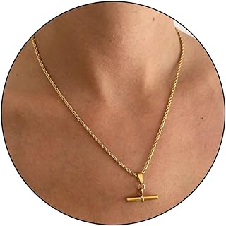 Chunky Gold Necklace T Bar Necklace 14k Gold Charm Necklace Dainty Gold Paperclip Chain Necklace Chunky Gold Necklace Stack Clasp Boho Beach Jewelry Gifts