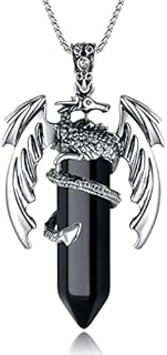 Unisex Crystal Dragon Pendant Necklace by MAIBAOTA – Cool Stainless Steel C-Link Chain with Buckle Clasp – No Gemstone