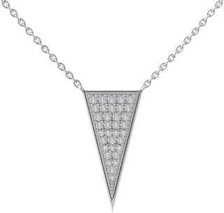 Sophisticated 10K Gold & Silver Triangle Pendant with Diamond Detail, 1/6 cttw, I-J Color, I2-I3 Clarity on a 18-inch Cable Chain - Ultimate Gift for Women
