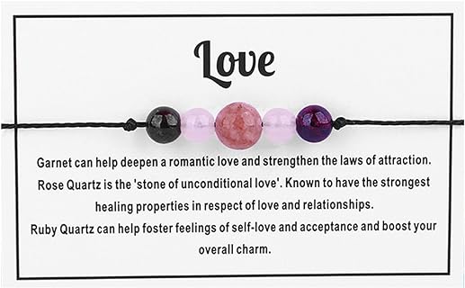 Women's Healing Crystal Bead Bracelet with Rope Chain & Spring Ring Clasp - Adjustable Yoga Reiki Spiritual Jewelry, No Gemstone, Origin: China