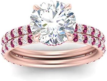 Customizable High Profile Hidden Sapphire Engagement Ring with Rose-Gold-Plating for a Special Someone - Round Shaped Minimal Design