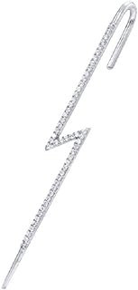 Long Lightning Bolt Ear Cuff Wrap Hook CZ Crawler Climber 925 Sterling Silver Cartilage Earrings for Women Teen Girls Fashion Personalized Punk Unique Crystal Piercing Jewelry Gifts