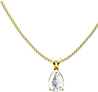 Luxurious 18k Solid Yellow Gold Lobster Clasp Teardrop Diamond Pendant Necklace, Box Chain, 2 Carat Solitaire Diamond for Women, Fashionable Women's Jewelry, Exquisite Handmade Gift