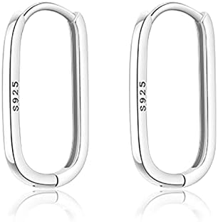 Reffeer Solid 925 Sterling Silver U Hoop Earrings for Women Teen Girls Minimalist Square Hoop Earrings U Huggie Earrings
