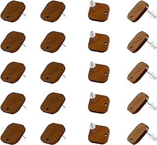 20PCS Wooden Earrings Studs and 200pcs Silicone Earring Backs for Jewelry Making Soft Ear Safety Pads Backstops for Stabilize Earring Studs Hooks