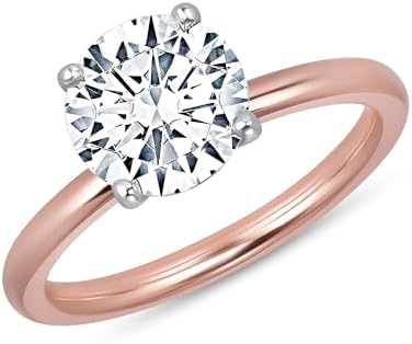 1 to 5 Carat Round Moissanite Solitaire Engagement Ring for Women I 14k Gold Ring (G-H, VS, cttw, DEW) 4-Prong Anniversary Wedding Promise Ring Size 4 to 11 Made in USA