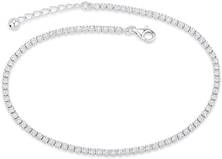 NYC Sterling Women Sterling Silver Cubic Zirconia Anklet Bracelet