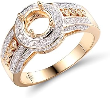 Women's 6.5mm 7mm 8mm 9mm Round 14K Yellow Rose Gold Diamond Semi Mount Engagement Wedding Ring Set