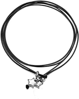 Pingyongchang Handmade Moon Heart Leather Anklet Cord Wrist Bracelet Adjustable Wax String Minimalist Waterproof Adjustable Foot Wrap Jewelry Inspirational Beach Gifts for women