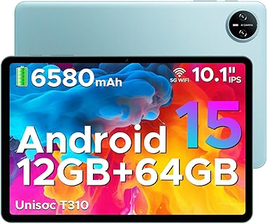 Tablette DOOGEE Tab A9 avec Android 15 et 12 Go RAM, 64 Go stockage extensible, écran 10.1, haut-parleur stéréo et USB. Idéale pour le gaming et le multitâche