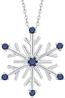 KATARINA Sterling Silver Snowflake Pendant Necklace Adorned with Blue Diamonds, Featuring Cable Chain and Spring Ring Clasp
